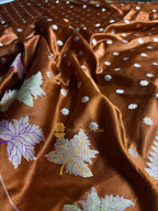 Premium Mashru Katan Silk Banarasi Saree With Floral Motifs