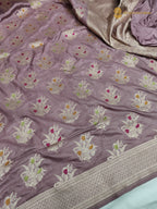 Light Pink Pure Katan Silk Handloom Banarasi Saree - All Over Meenakari Motifs