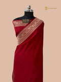 Red Premium Mashru Katan Silk Banarasi Saree with Plain Body