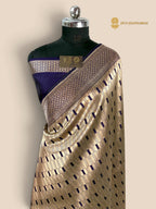 Royal Blue Pure Katan Silk Handloom Banarasi Saree - All Over Geometric Tanchui