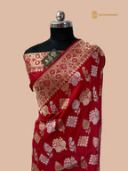 Regal Red Pure Katan Silk Handloom Banarasi Saree - All Over Multi Kadua Motifs