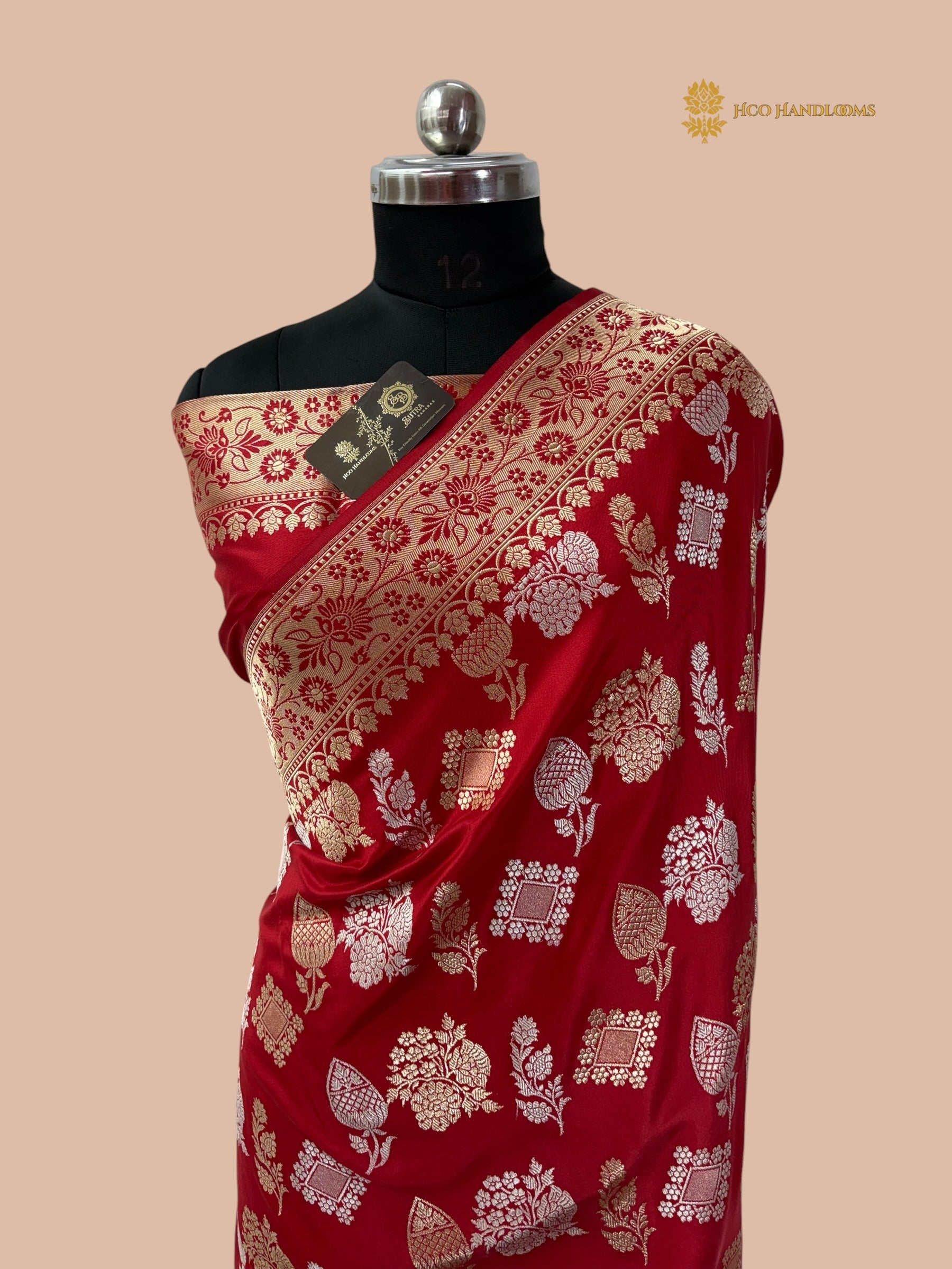 Regal Red Pure Katan Silk Handloom Banarasi Saree - All Over Multi Kadua Motifs