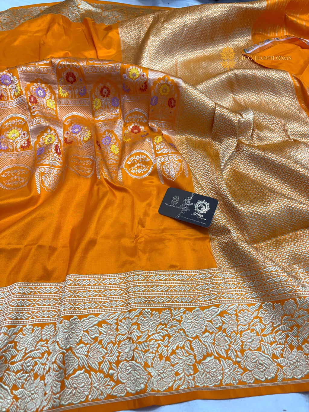 Pure Katan Silk Handloom Banarasi Saree - All Over Meenakari Skirt Border
