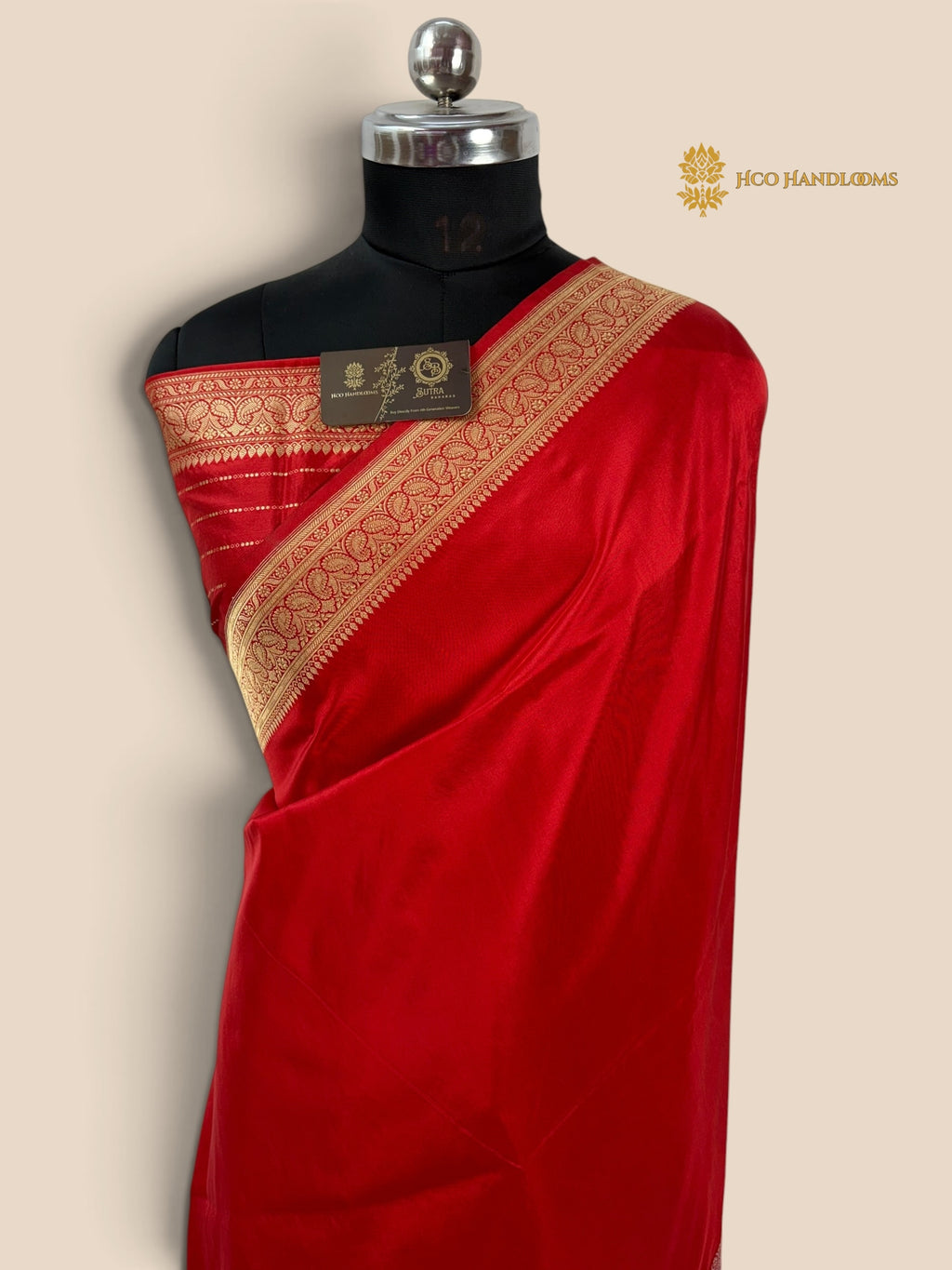 Red Pure Katan Silk Handloom Banarasi Saree - All Over Skirt Border