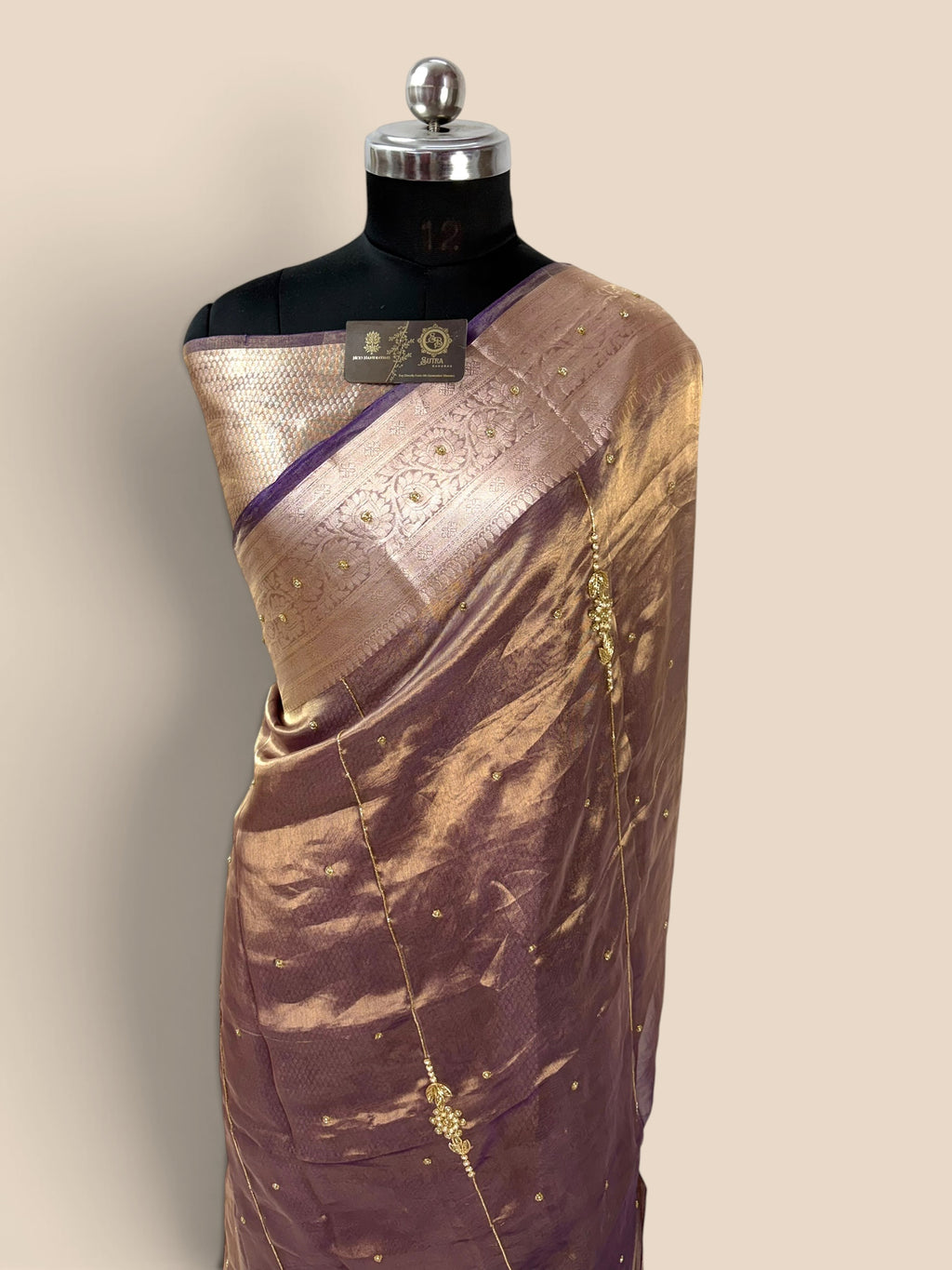 Pure Kora Tissue Handloom Banarasi Saree - Handwork