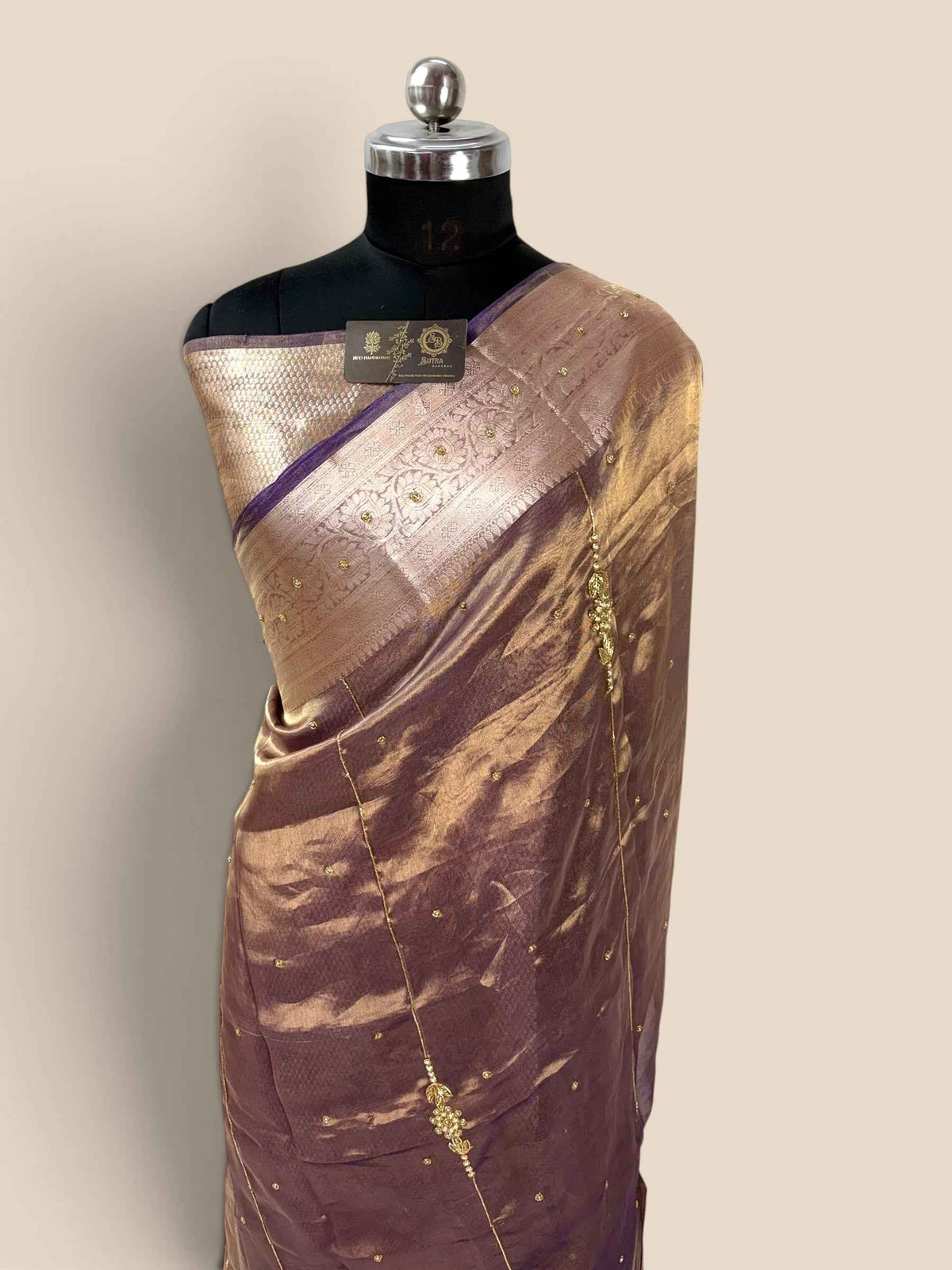 Pure Kora Tissue Handloom Banarasi Saree - Handwork