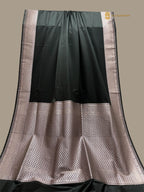 Black Premium Mashru Katan Silk Banarasi Saree with Plain Body