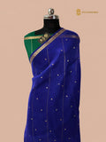 Royal Blue Pure Kora Silk Handloom Banarasi Saree - All Over Small Buti