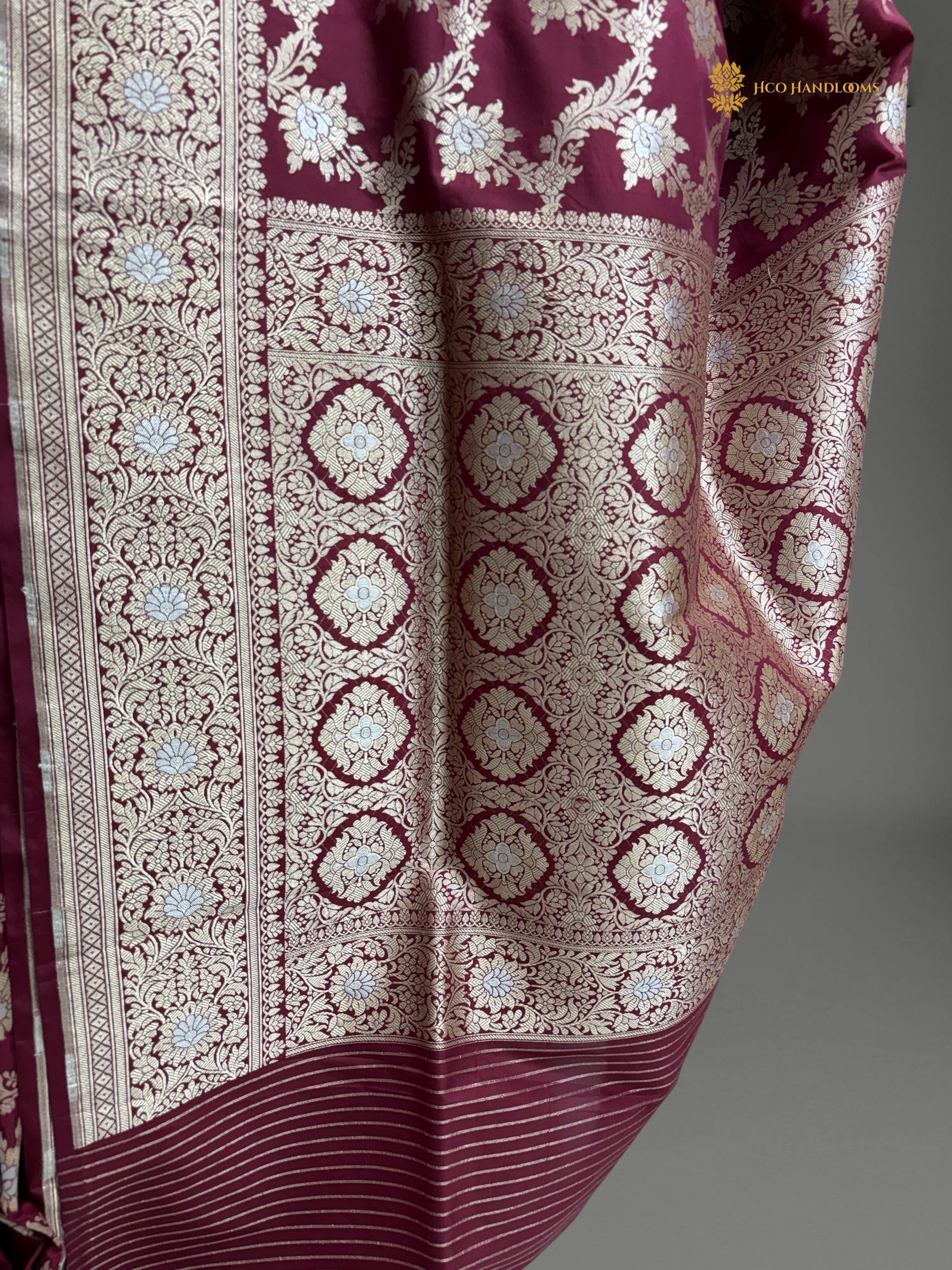 Regal Pure Katan Silk Handloom Banarasi Saree - All Over Jaal Work With Meenakari
