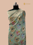 Rangkat Pure Katan Silk Handloom Banarasi Saree - All Over Jangla Motifs
