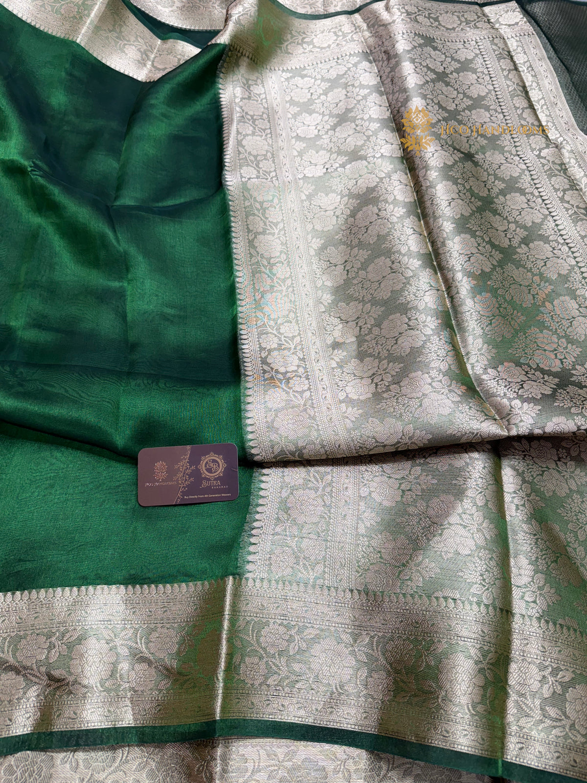 Pure Kora Tissue Silk Handloom Banarasi Saree - Plain