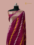 Regal Wine Pure Katan Silk Handloom Banarasi saree - All Over Floral Jaal