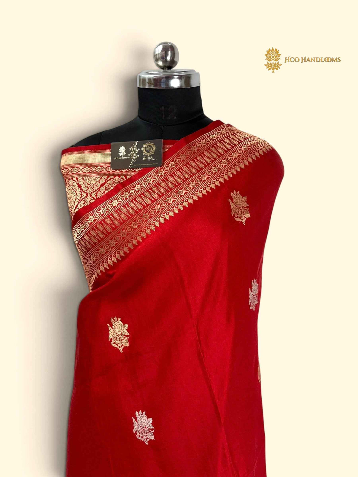 Red Pure Mango Katan Silk Handloom Banarasi Saree - All Over Motifs