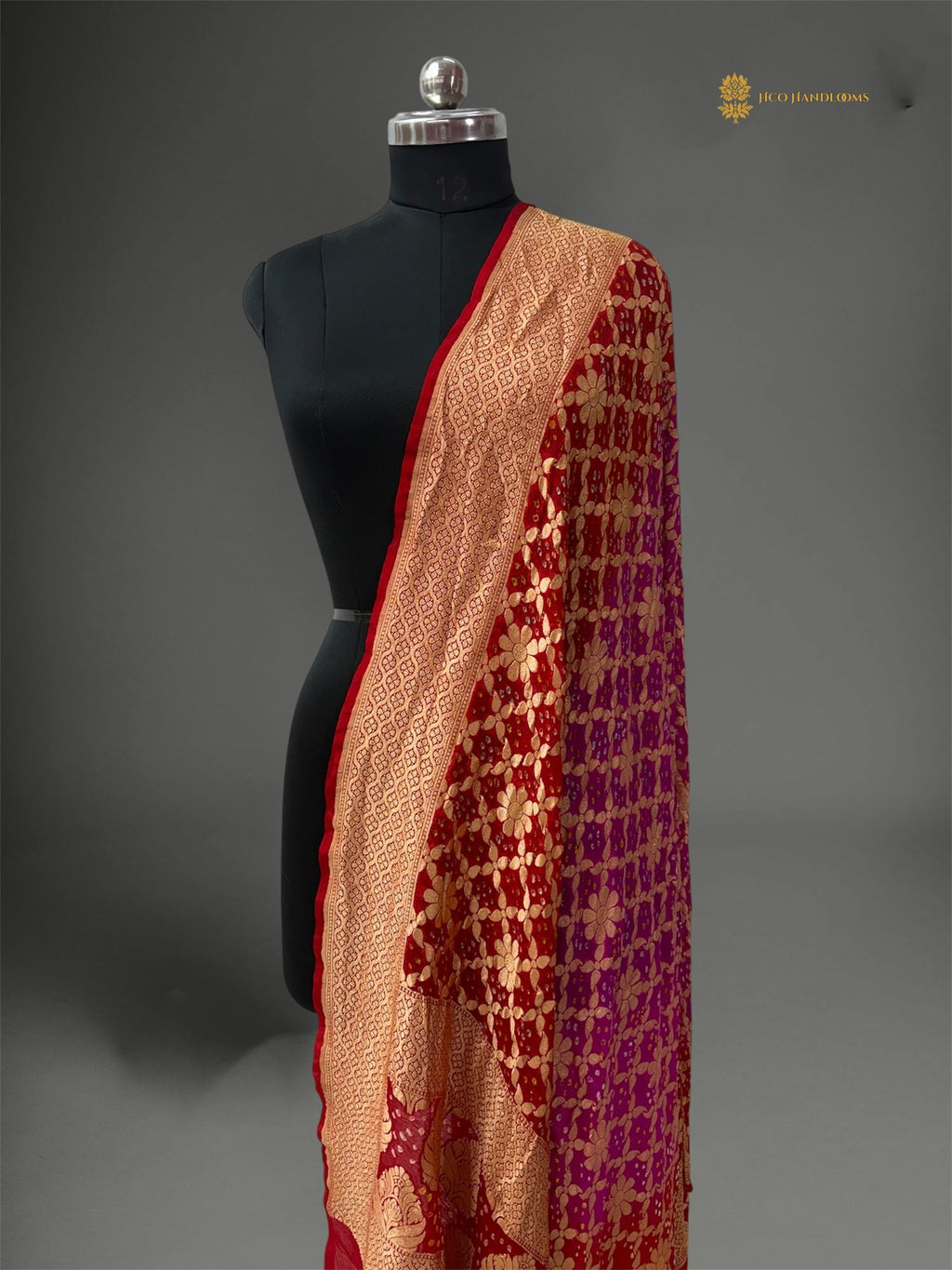 Pure Georgette Banarasi Bandhej Handloom Dupatta
