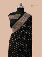 Black Premium Mashru Katan Silk Tanchui Brocade Banarasi Saree