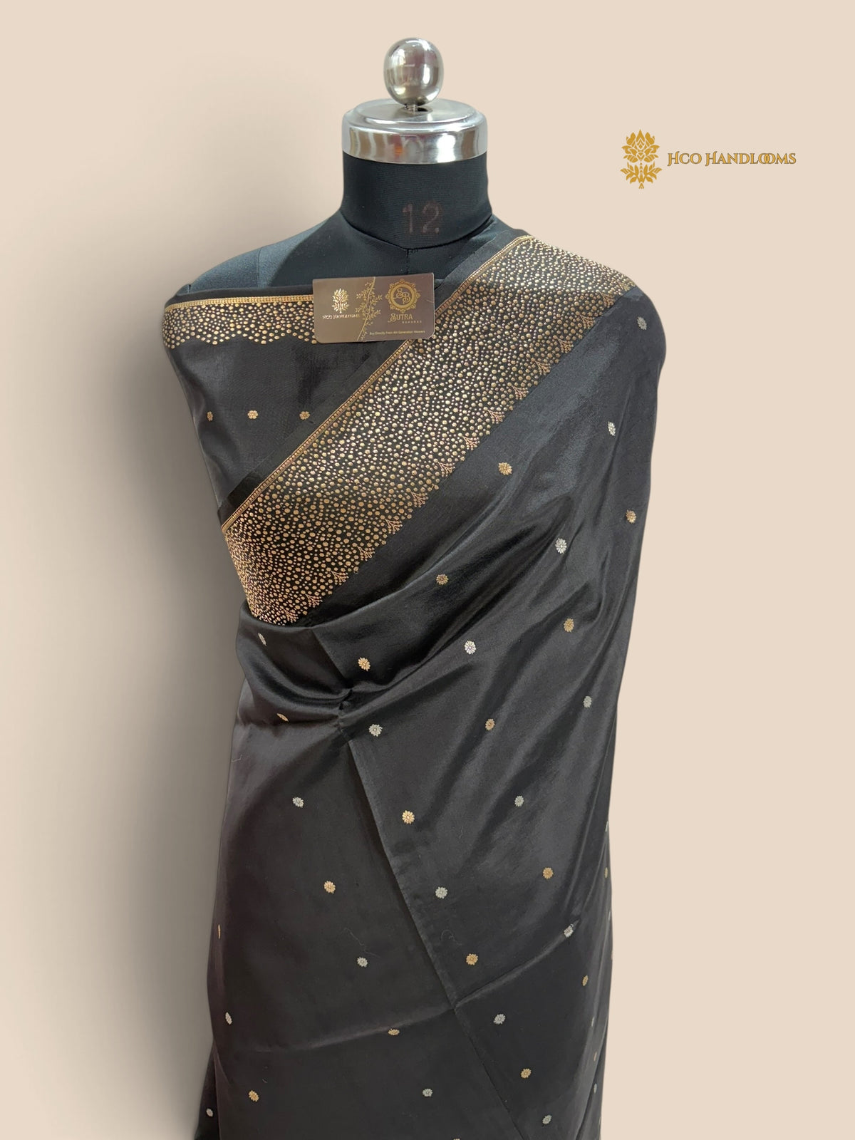 Black Pure Raw Mango Katan Silk Handloom Banarasi Saree - Kadhua Motifs