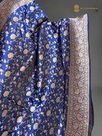 Pure Katan Silk Handloom Banarasi Saree - All Over Floral Jangla