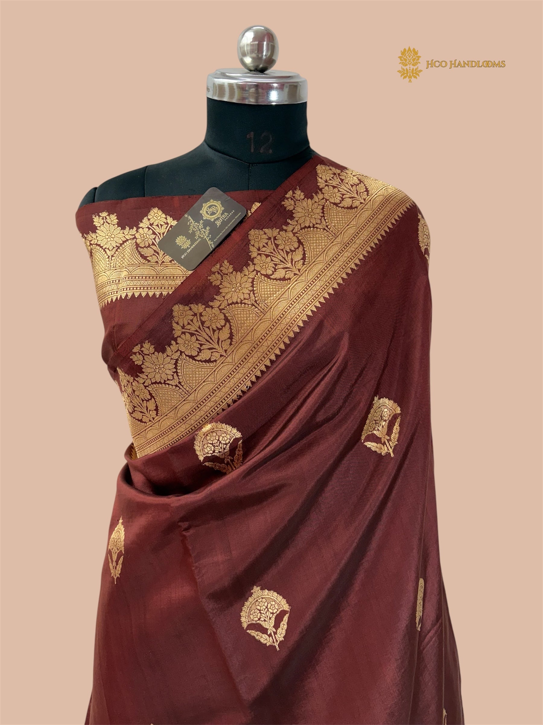 Pure Mango Katan Silk Handloom Banarasi Saree - All Over Kadhua Motifs