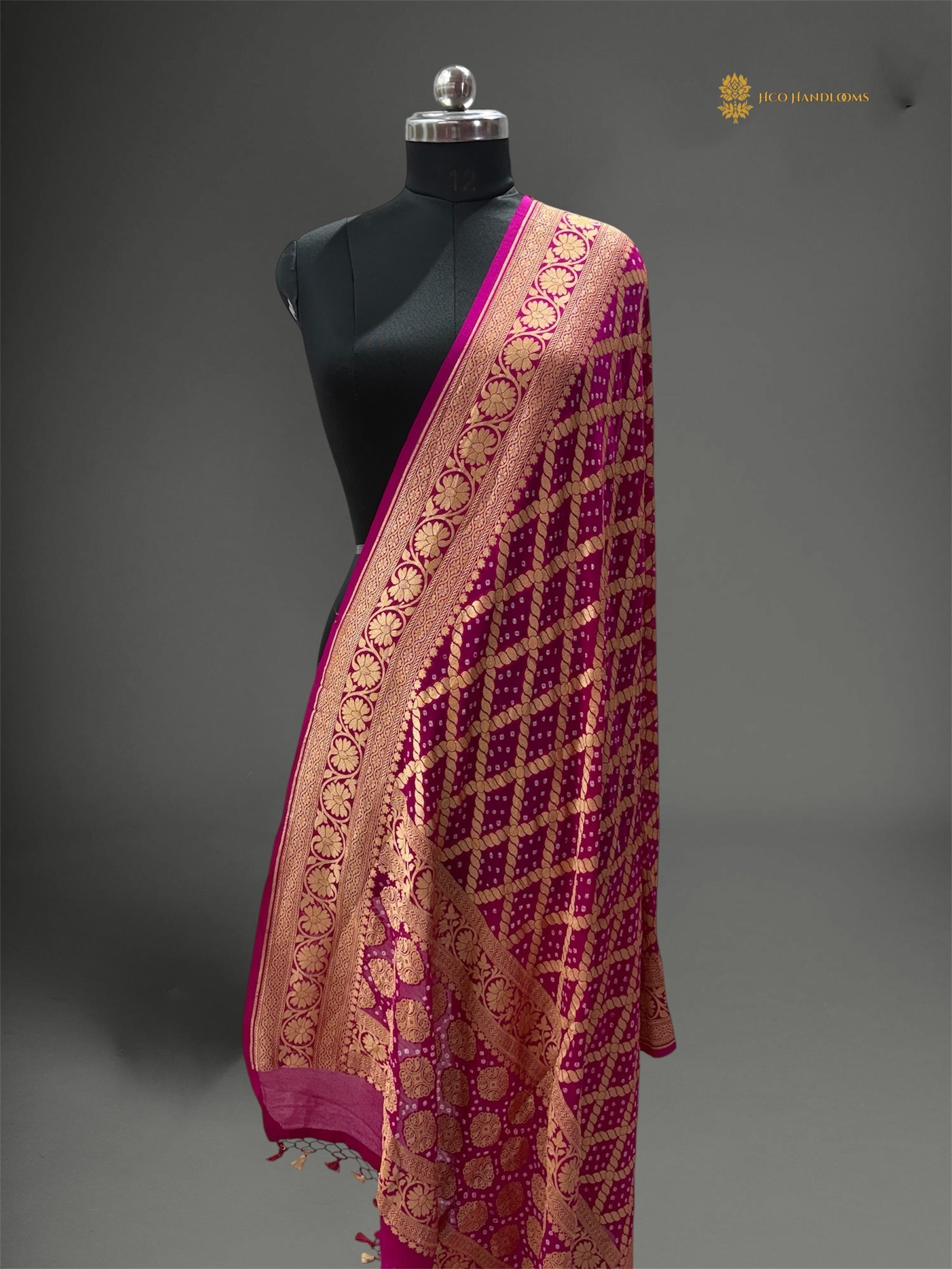 Pure Georgette Banarasi Bandhej Handloom Dupatta