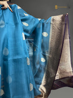 Regal Contrast Pure Kora Silk Handloom Banrasi Saree - All Over Kadhua Motifs
