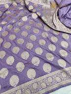 Regal Lavender Pure Katan Silk Handloom Banarasi Saree - All Over Motifs