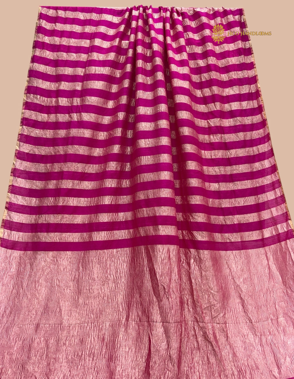 Pure Moonga Crush Tissue Silk Handloom Banarasi Saree