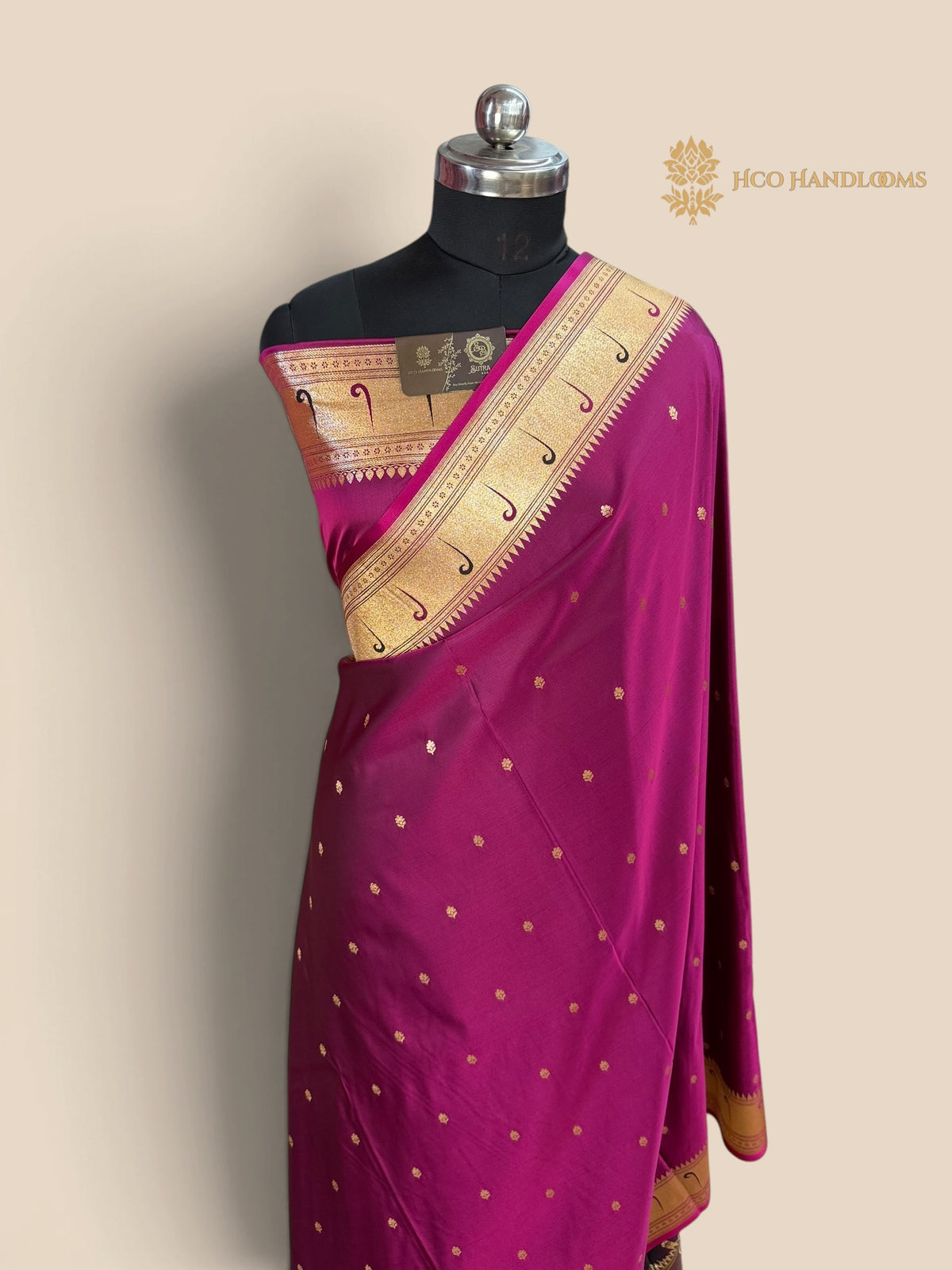 Magenta Premium Mashru Katan Satin Silk Banarasi Saree - All Over Motifs
