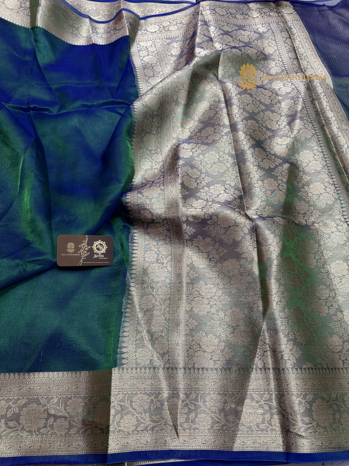 Pure Kora Tissue Silk Handloom Banarasi Saree - Plain