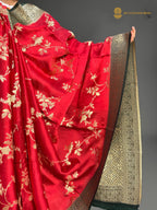 Premium Mashru Crepe Silk Banarasi Saree - All Over Jangla