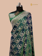 Dual Shade Green Premium Mashru Katan Silk Banarasi Saree - All Over Meenakari Jaal