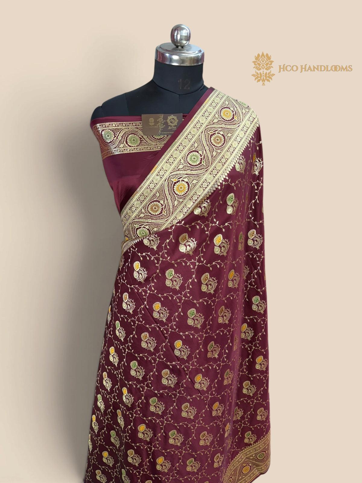 Maroon Mashru katan Satin Silk Banarasi Saree - Meenakari Jaal