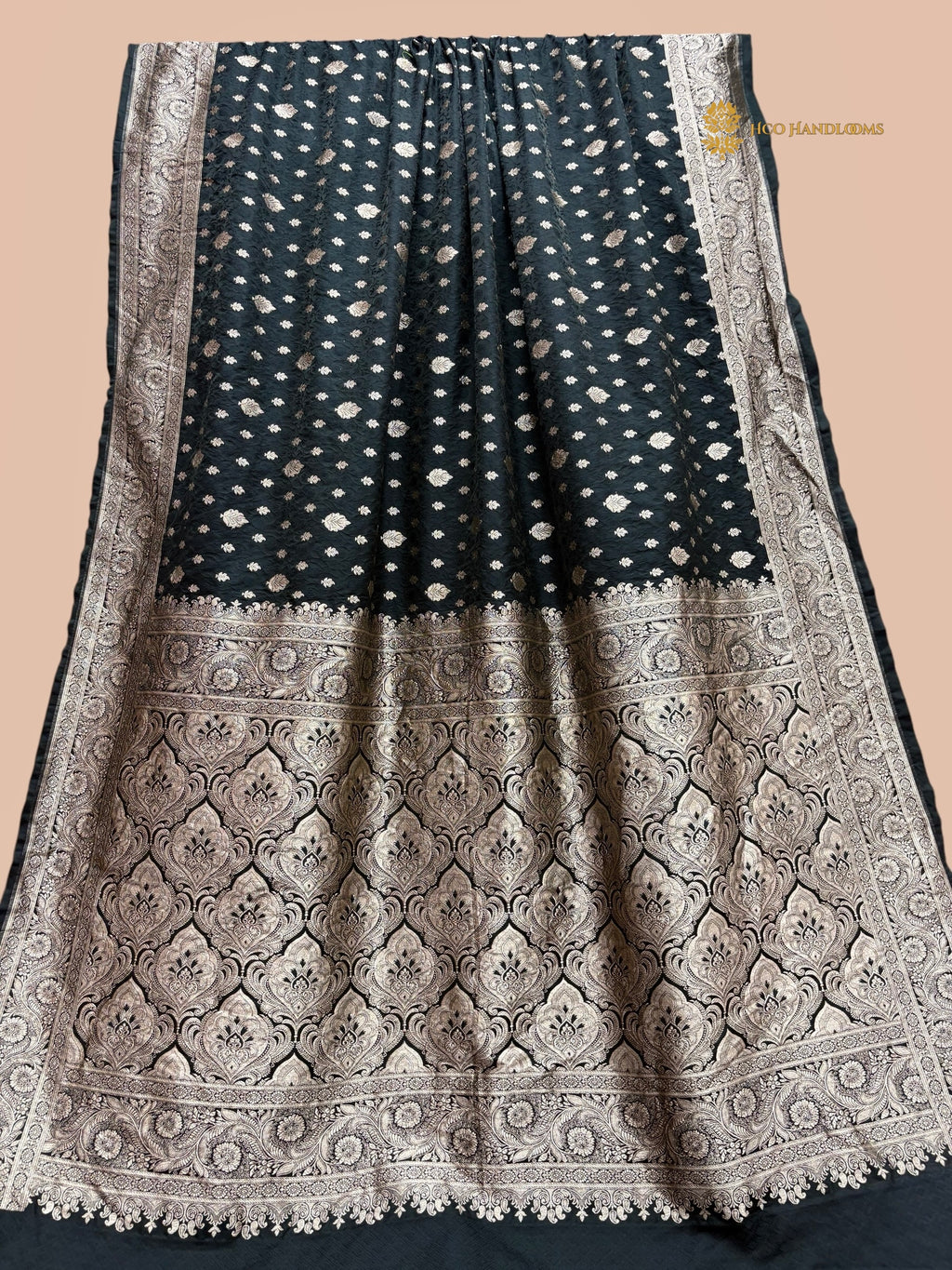 Black Premium Mashru Katan Silk Tanchui Brocade Banarasi Saree
