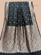 Black Premium Mashru Katan Silk Tanchui Brocade Banarasi Saree