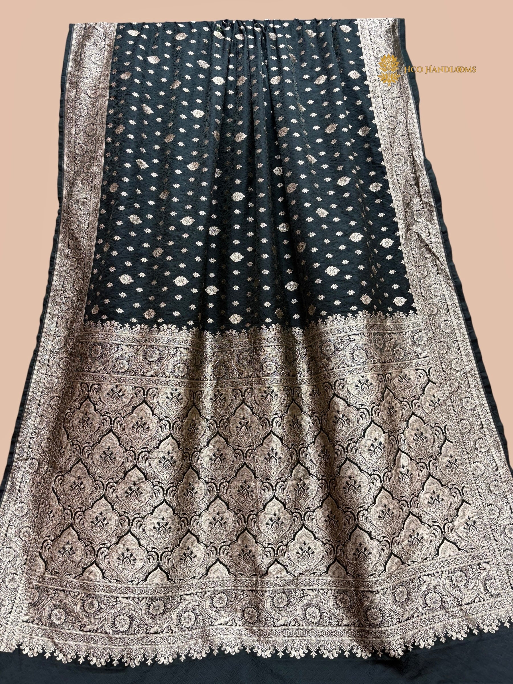 Black Premium Mashru Katan Silk Tanchui Brocade Banarasi Saree