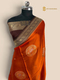Premium Mashru Crepe Silk Banarasi Saree - All Over Lotus Motifs