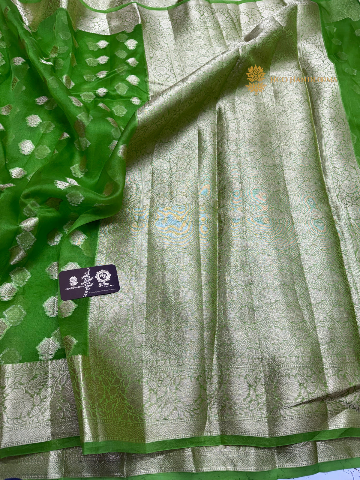 Pure Kora Silk Handloom Banarasi Saree - All Over Motifs