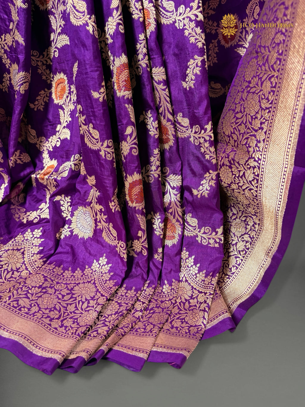 Regal Pure Katan Silk Handloom Jangla Meenakari Banarasi Saree