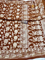 Pure Khaddi Georgette Silk Handloom Banarasi Saree - All Over Jaal