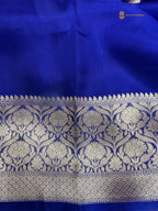 Regal Blue Pure Kora Silk Handloom Banrasi Saree - All Over Kadhua Motifs