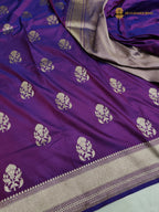 Regal Purple Pure Katan Silk Handloom Banarasi Saree - All Over Floral Motifs