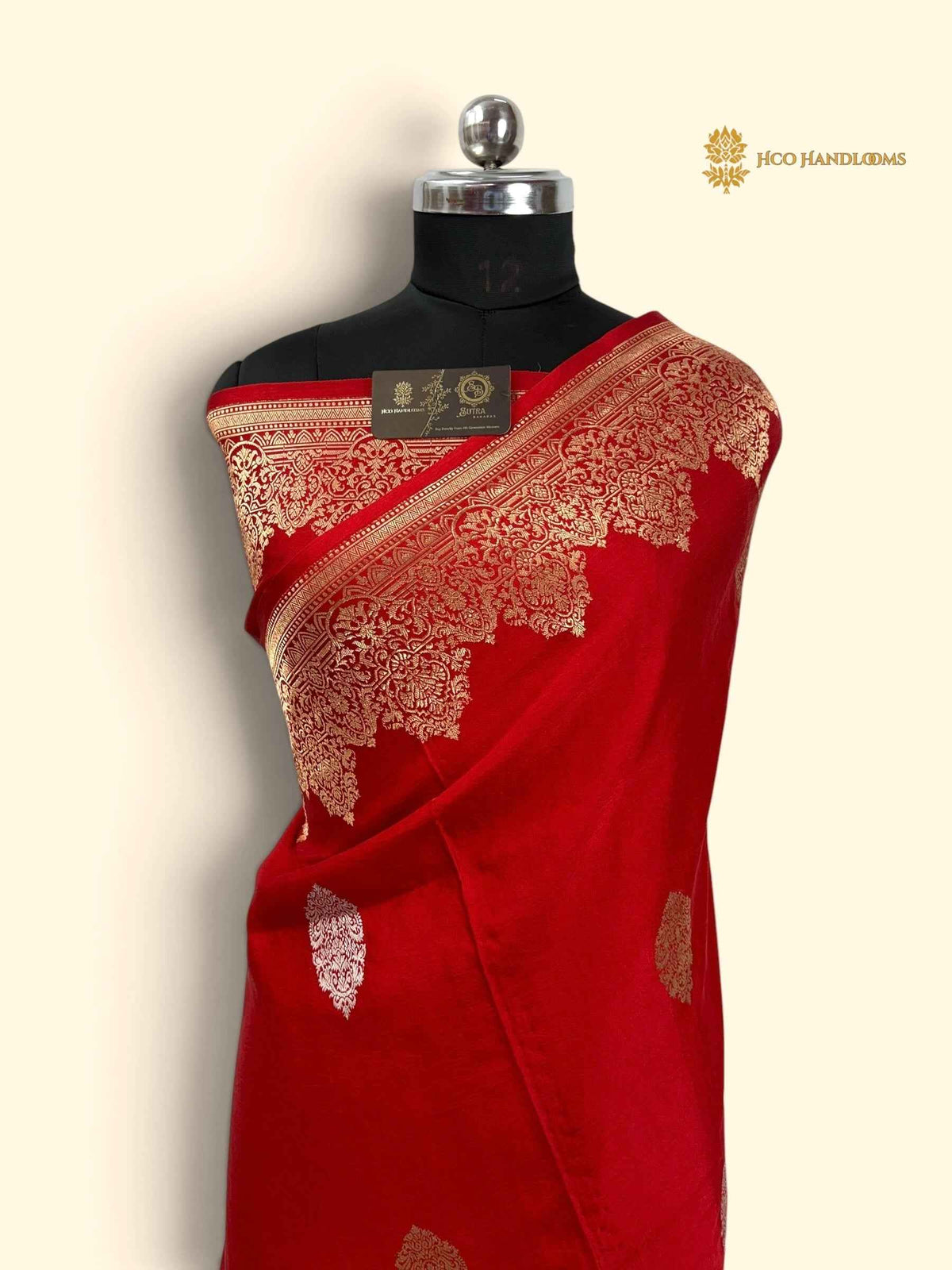 Red Pure Mango Katan Silk Handloom Banarasi Saree - All Over Motifs