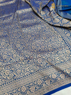 Dual Shade Blue Pure Katan Silk Handloom Banarasi Saree - All Over Tanchui Brocade