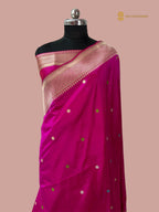 Regal Rani Pink Pure Katan Silk Handloom Banarasi saree - All Over Kadhua Motifs