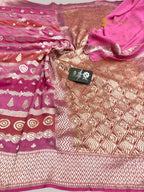 Rangkat Pure Khaddi Georgette Silk Handloom Banarasi Saree - Water Zari