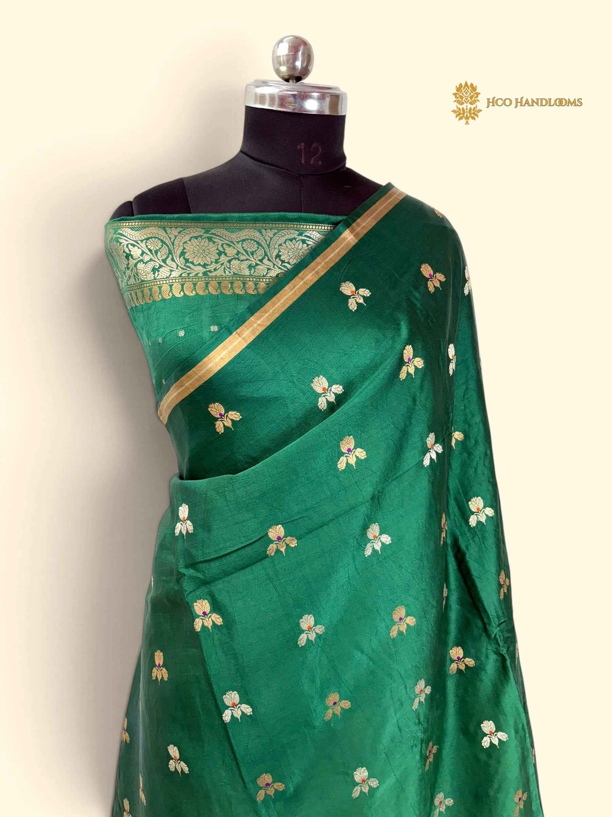 Green Pure Mashru Katan Silk Handloom Bnarasi Saree - All Over Meenakari Motifs