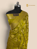 Premium Mashru Crepe Silk Banarasi Saree - All Over Floral Jaal