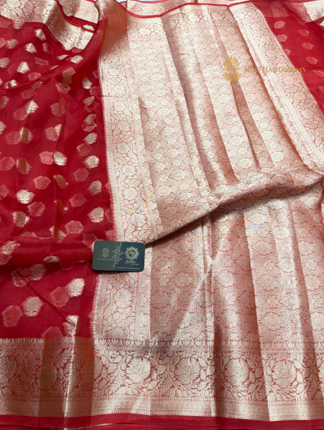 Pure Kora Silk Handloom Banarasi Saree - All Over Motifs