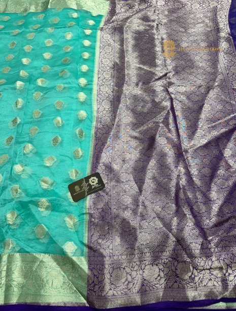 Pure Kora Silk Handloom Banarasi Saree - All Over Motifs