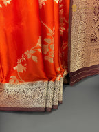 Premium Mashru Crepe Silk Banarasi Saree - All Over Jangla