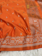 Regal Orange Premium Mashru Katan Silk Banarasi Saree - All Over Motifs